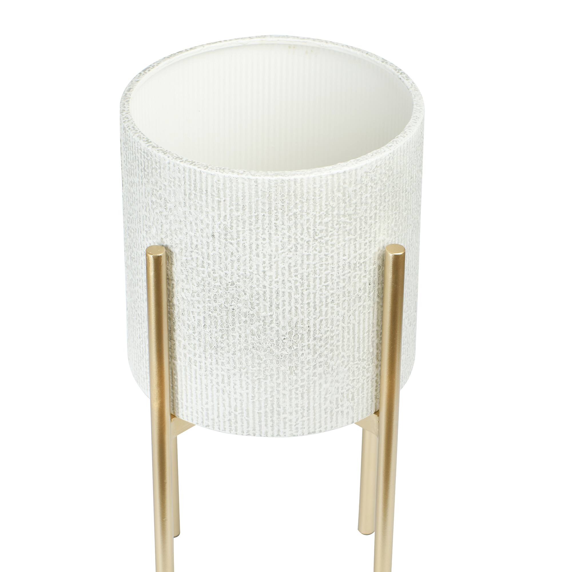 Hello Honey® & Gold Boho Embossed Metal Planters with Stands Set